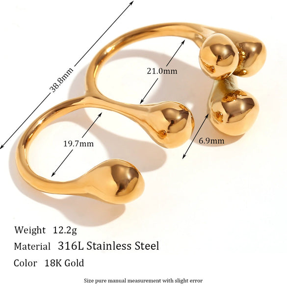 Wholesale Ring Stainless Steel 18K Gold Plated Microset Heart Flower Geometric For Women