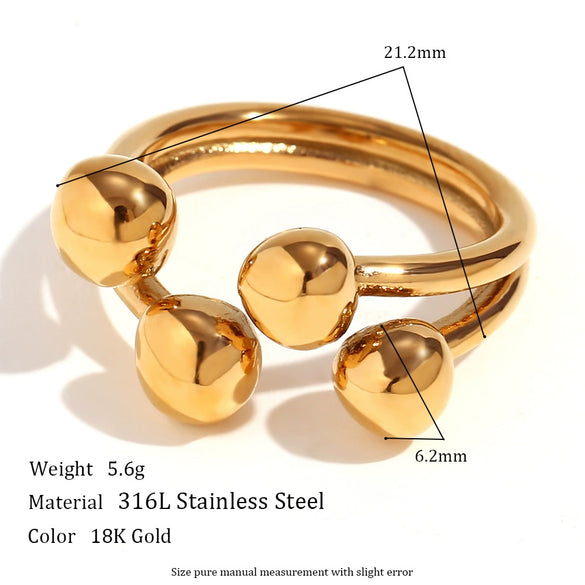 Wholesale Ring Stainless Steel 18K Gold Plated Microset Heart Flower Geometric For Women