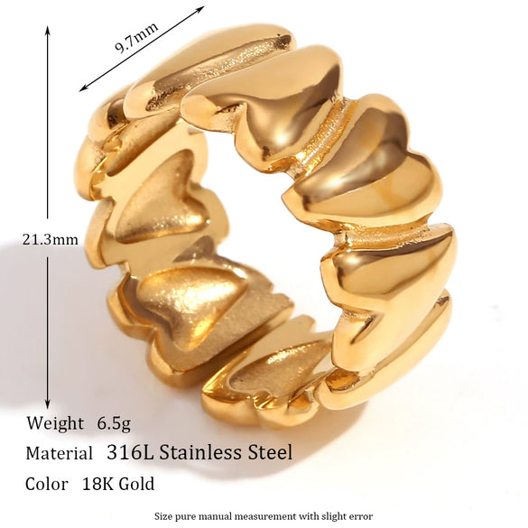 Wholesale Ring Stainless Steel 18K Gold Plated Microset Heart Flower Geometric For Women