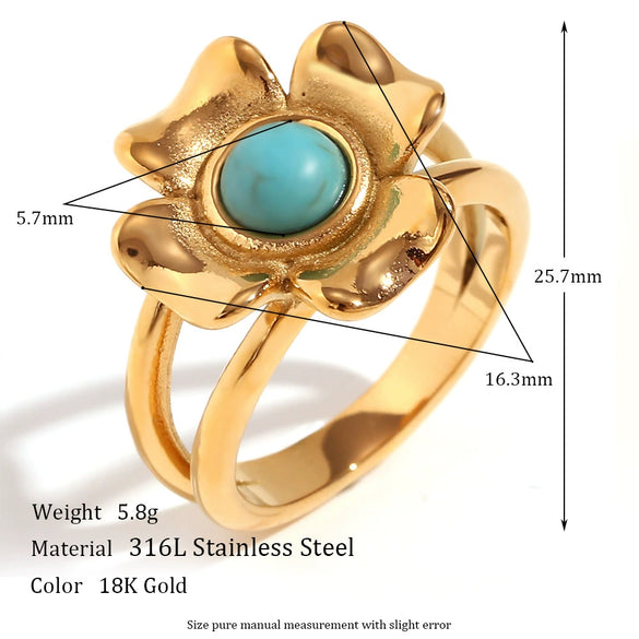 Wholesale Ring Stainless Steel 18K Gold Plated Microset Heart Flower Geometric For Women