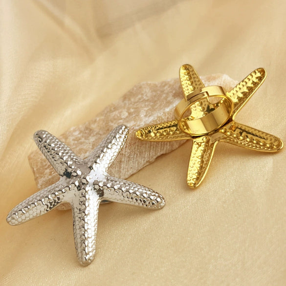 Wholesale Ring Stainless Steel 18K Gold Plated Ocean Medieval Style Starfish Vintage