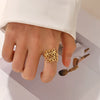Wholesale Ring Stainless Steel Leaves Retro Hip Hop Exaggerated 18K Gold Plated For Women