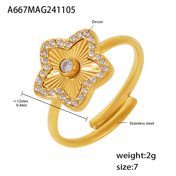 Wholesale Ring Stainless Steel Light Luxury Geometric Heart Star Pattern Pvd Electroplating