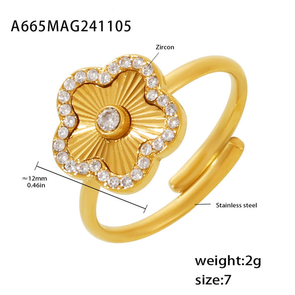 Wholesale Ring Stainless Steel Light Luxury Geometric Heart Star Pattern Pvd Electroplating