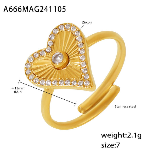 Wholesale Ring Stainless Steel Light Luxury Geometric Heart Star Pattern Pvd Electroplating