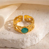 Wholesale Ring Stainless Steel Malachite Turquoise Geometric U Shape Electroplated
