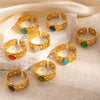 Wholesale Ring Stainless Steel Malachite Turquoise Geometric U Shape Electroplated