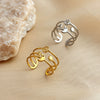 Wholesale Ring Stainless Steel Natural Geometric Heart Open Unisex Electroplated