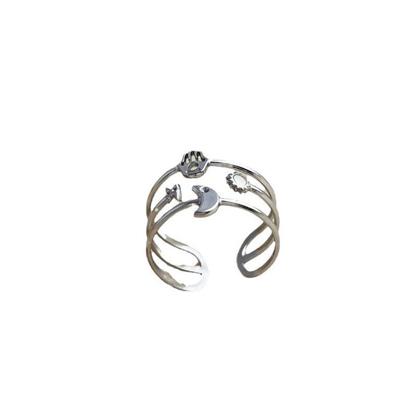Wholesale Ring Stainless Steel Natural Geometric Heart Open Unisex Electroplated