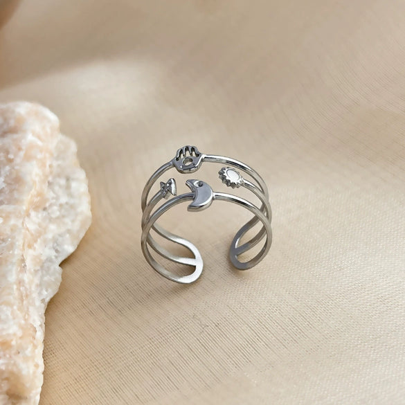 Wholesale Ring Stainless Steel Natural Geometric Heart Open Unisex Electroplated