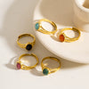 Wholesale Ring Stainless Steel Natural Stone Inlaid Geometric Light Luxury Retro Style