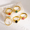 Wholesale Ring Stainless Steel Natural Stone Inlaid Geometric Light Luxury Retro Style