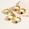 Wholesale Ring Stainless Steel Natural Stone Inlaid Geometric Light Luxury Retro Style