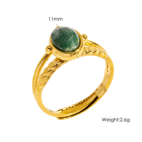Wholesale Ring Stainless Steel Natural Stone Inlaid Geometric Light Luxury Retro Style