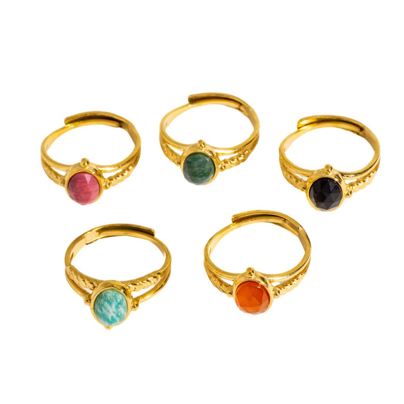Wholesale Ring Stainless Steel Natural Stone Inlaid Geometric Light Luxury Retro Style