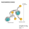 Wholesale Ring 316L Stainless Steel Natural Stone Shell Bead Geometric Light Luxury Style Electroplated