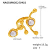 Wholesale Ring 316L Stainless Steel Natural Stone Shell Bead Geometric Light Luxury Style Electroplated