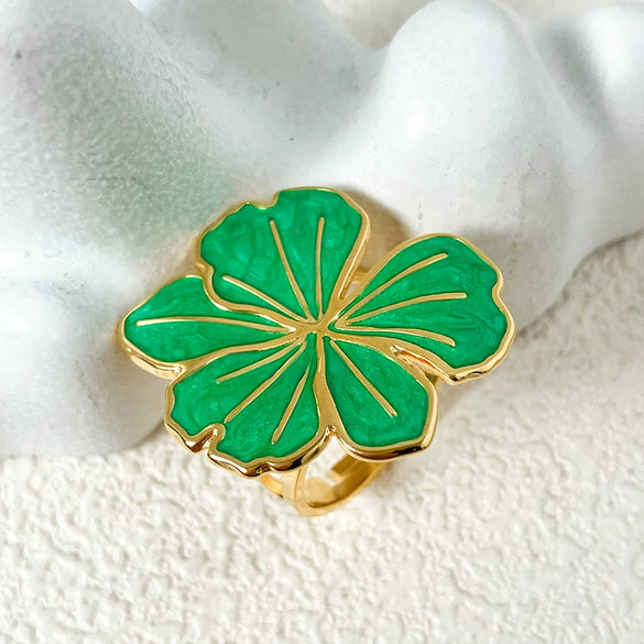 Wholesale Ring Stainless Steel Oil Dripping Flower Retro Heavy Industry Electroplated