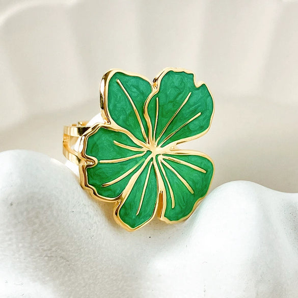 Wholesale Ring Stainless Steel Oil Dripping Flower Retro Heavy Industry Electroplated