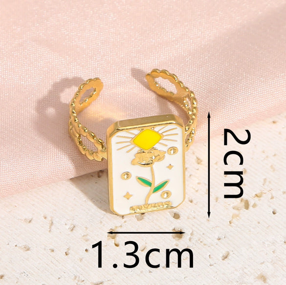 Wholesale Ring Stainless Steel Oil Drop Flower Design