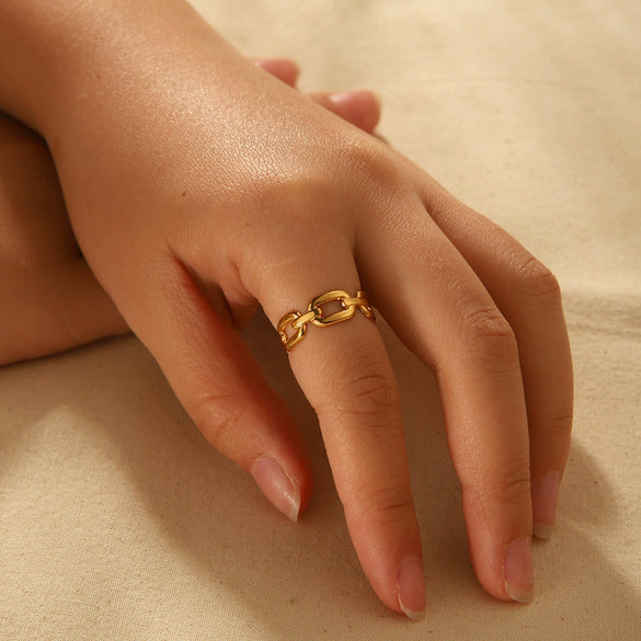 Wholesale Ring Stainless Steel Open Ring Geometric Style Electroplated For Women