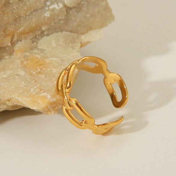 Wholesale Ring Stainless Steel Open Ring Geometric Style Electroplated For Women