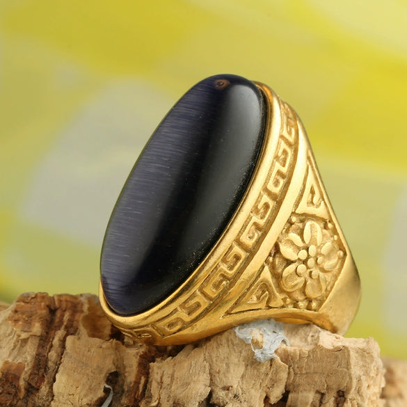 Wholesale Ring Stainless Steel Oval Geometric Punk Style Polishing For Men