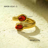 Wholesale Ring Stainless Steel Oval Inlaid Natural Stone Light Luxury Style Electroplated