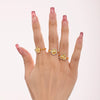 Wholesale Ring Stainless Steel Pvd Electroplated Love Fiveleaf Flower With Microinlaid Zircon Heart Star Geometric Shape