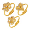 Wholesale Ring Stainless Steel Pvd Electroplated Love Fiveleaf Flower With Microinlaid Zircon Heart Star Geometric Shape