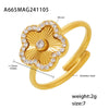 Wholesale Ring Stainless Steel Pvd Electroplated Love Fiveleaf Flower With Microinlaid Zircon Heart Star Geometric Shape