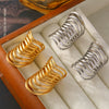 Wholesale Ring Stainless Steel Real Gold Plated Geometric Hollow Multi Layer Retro Exaggerated For Women