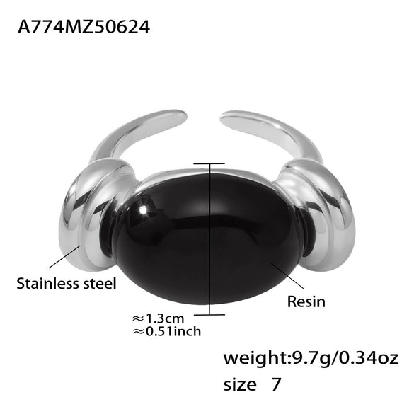 Wholesale Ring 316L Stainless Steel Resin Geometric Electroplating For Women