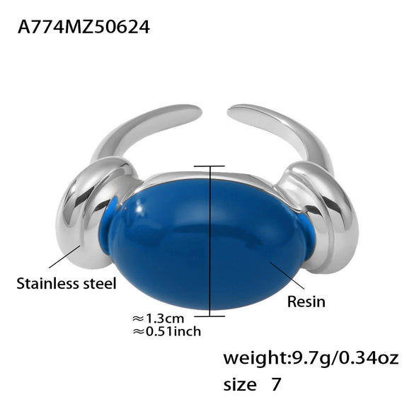 Wholesale Ring 316L Stainless Steel Resin Geometric Electroplating For Women