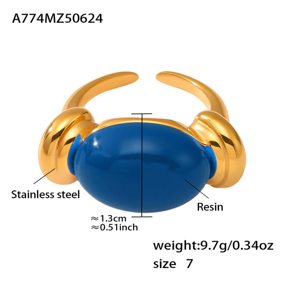 Wholesale Ring 316L Stainless Steel Resin Geometric Electroplating For Women