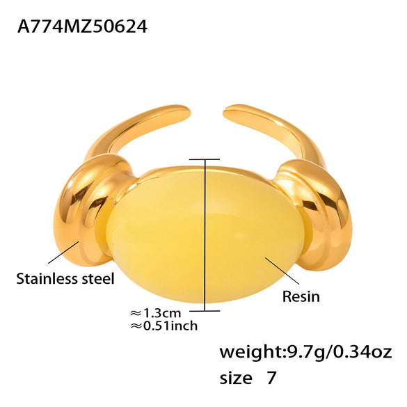 Wholesale Ring 316L Stainless Steel Resin Geometric Electroplating For Women
