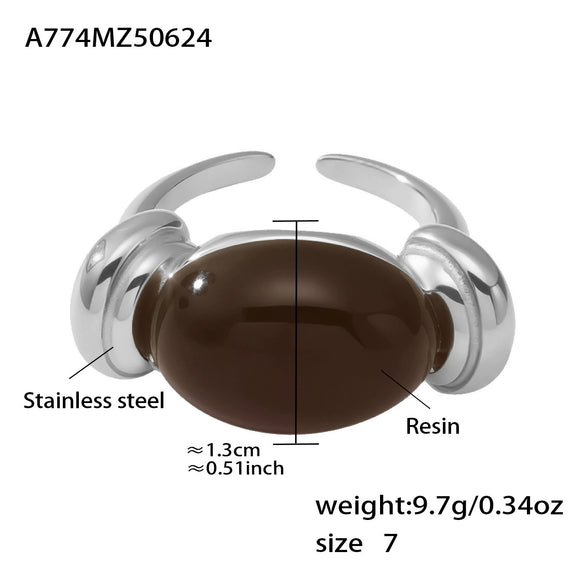 Wholesale Ring 316L Stainless Steel Resin Geometric Electroplating For Women