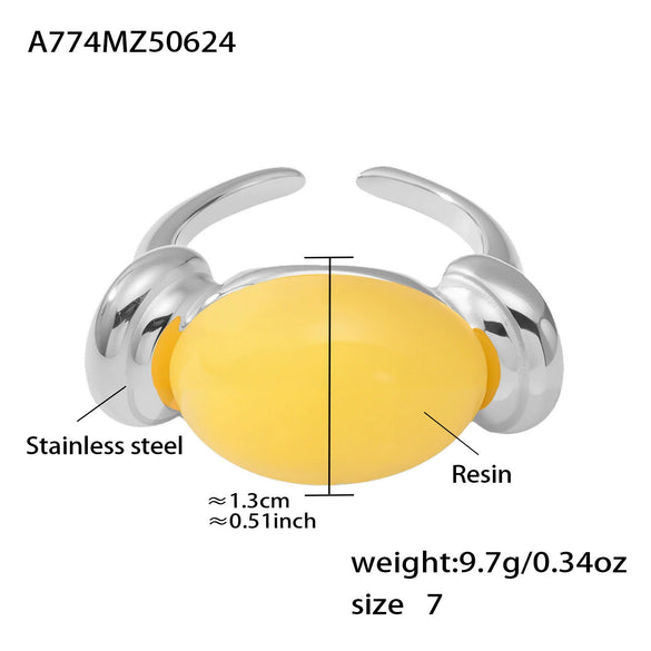 Wholesale Ring 316L Stainless Steel Resin Geometric Electroplating For Women