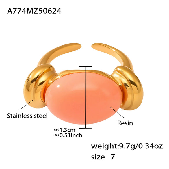 Wholesale Ring 316L Stainless Steel Resin Geometric Electroplating For Women