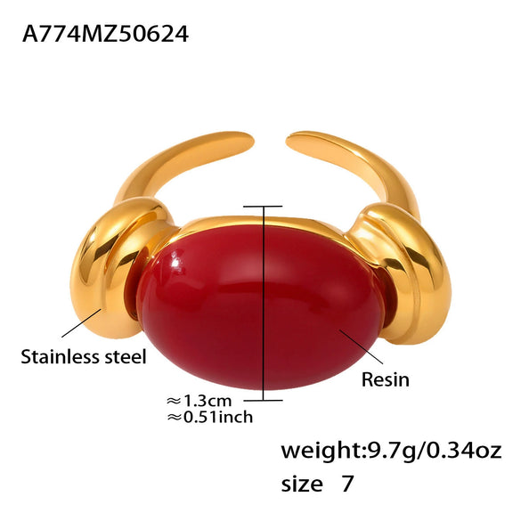 Wholesale Ring 316L Stainless Steel Resin Geometric Electroplating For Women