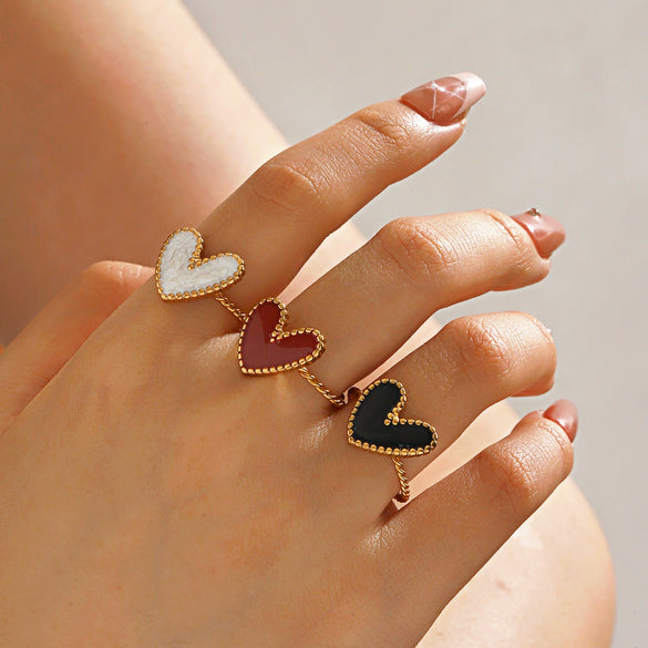 Wholesale Ring Stainless Steel Resin Geometric Heartshaped Electroplated For Women