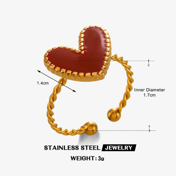 Wholesale Ring Stainless Steel Resin Geometric Heartshaped Electroplated For Women