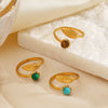 Wholesale Ring Stainless Steel Resin Geometric Round Natural Stone Inlaid Electroplating For Women