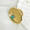 Wholesale Ring Stainless Steel Retro Blue Turquoise Oil Pressure Texture Peacock Open Screen Electroplating Unisex