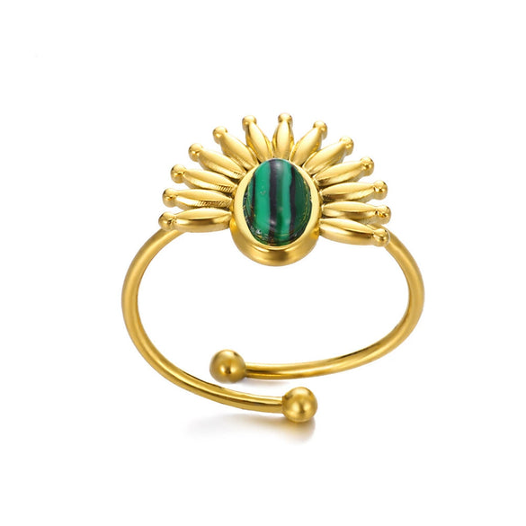 Wholesale Ring Stainless Steel Retro Exaggerated Inlaid Turquoise Set With Gemstones Women's