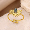 Wholesale Ring Stainless Steel Retro Exaggerated Inlaid Turquoise Set With Gemstones Women's