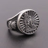 Wholesale Ring Stainless Steel Retro Praying Hand Skull Pattern Apply Oil Unisex