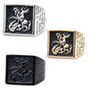 Wholesale Ring Stainless Steel Retro Punk Style Square Dragon Slaying Totem Apply Oil Unisex
