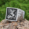Wholesale Ring Stainless Steel Retro Punk Style Square Dragon Slaying Totem Apply Oil Unisex