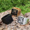 Wholesale Ring Stainless Steel Retro Punk Style Square Dragon Slaying Totem Apply Oil Unisex